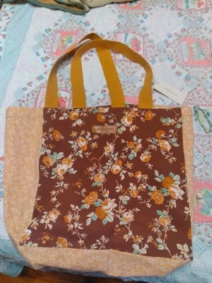 NWT Laura Ashley Belinda Canvas Tote Bag  Boho Color Apricot Wine 16x15  - Image 1 of 4
