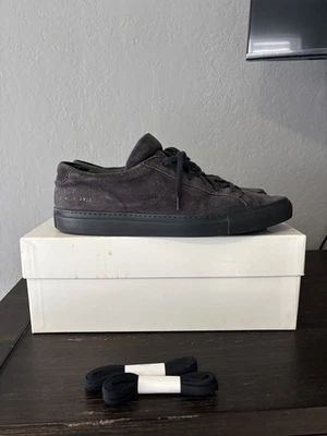 Common Projects Achilles Men's Size EU 44 Navy Blue Suede Low Top Sneakers - Image 1 of 4