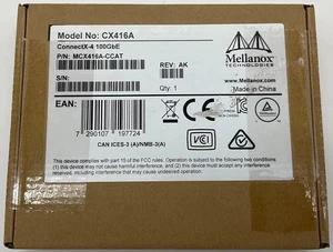 Mellanox ConnectX-4 EN Karta interfejsu sieciowego 2-portowa 100GbE QSFP28 MCX416A-CCAT - Zdjęcie 1 z 5