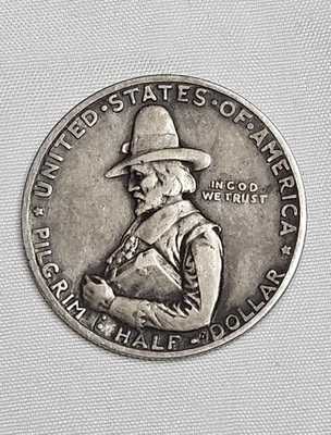 1920 Pilgrim Tercentenary Commemorative Half Dollar 90% Silver - Image 1 of 3