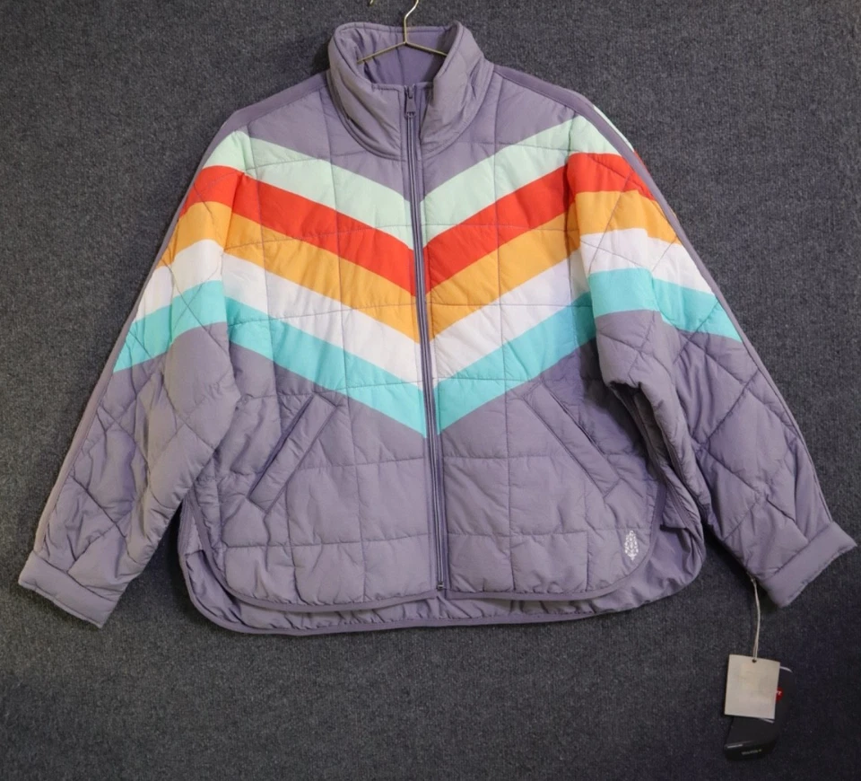 Chaqueta acolchada empacable estampada Free People Pippa para mujer grande acero melocotón nueva con etiquetas NUEVA CON ETIQUETAS NUEVA Foto 1 de 4