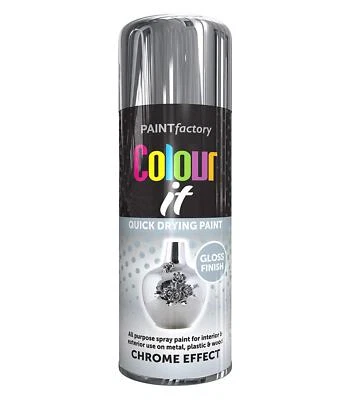 Chrome Effect Aerosol Spray Paint All-Purpose Gloss Wood Metal Spray 400ml - Image 1 of 2