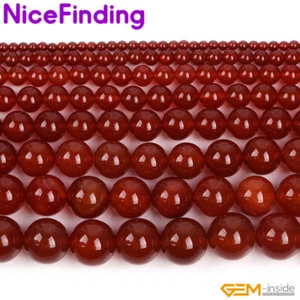 Natural Red Agate Round Loose Stone Beads For Jewellery Making Free Shipping 15" - Picture 1 of 76