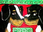 Bernese Mountain Dog Art PRINT from Painting | Berner Gifts, Bernie Romance 4x6