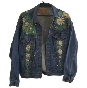 Chaqueta Vaquera Vintage Levi’s EE. UU. 70507 Pequeña Floral Flores Margarita Años 80 90 ÚNICA EN SU CLASE - Imagen 1 de 20
