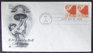 US FDC 6.3¢ SC #1518 LIBERTY BELL COIL STAMP. Washington DC, 1974 - Picture 1 of 1