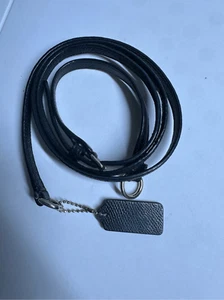Coach Shoulder Strap With Black Pebbled Leather Key Fob Hanging Bag Tag - Bild 1 von 10