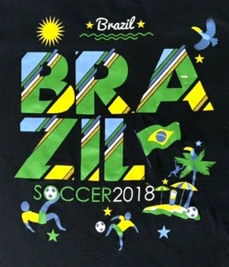Brazil Soccer Futbol 2018 Black T-Shirt - Size XL - Picture 1 of 5