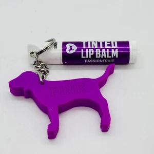 Victoria's Secret Pink Passionfruit Tinted Lip Balm Stick Purple Dog Keychain - Picture 1 of 5