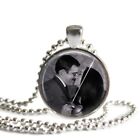 Addams Family Morticia and Gomez 1 Inch Silver Plated Pendant Necklace Handmade