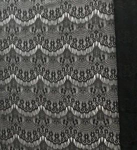 63" x 0.55 yard Black Lace Floral Fabric Eyelash ~ Fast Shipping - Picture 1 of 7