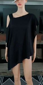 Neu mit Etikett Cold Shoulder Top einarmig Lagenlook Beachy Boho Damen XS schwarz - Bild 1 von 9