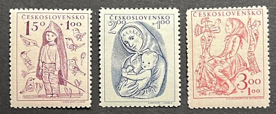 Sellos de viaje: sello de Checoslovaquia 1948 Sc B163-B165 bienestar infantil Mi 559-561 NH Foto 1 de 4