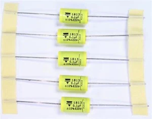 10 x Vishay 100nF 0,1uF 220V AC, 630V DC MKT 1813 Polyesterfolie Kondensatorventil - Bild 1 von 1