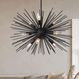 Modern 9-Light Black Chandelier for Dining Room and Living Spaces, 24in - Picture 1 of 6