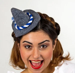 Minifilz- Räuberhut - grau mit blauweißer Kordel Bayernhut Karnevalhut Fasching - Bild 1 von 1