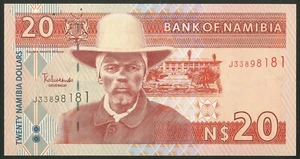 Namibia, Bank of Namibia, 20 dollari, (2002), prefisso J, seriale 8 cifre, UNC - Foto 1 di 2