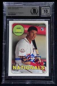 JUAN SOTO SIGNED 2018 TOPPS HERITAGE #502 BECKETT 10 AUTOGRAPH ROOKIE RC CARD - Picture 1 of 2