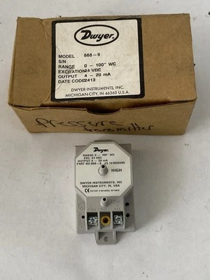 DWYER 668-9 Differential pressure transmitter, range 0-100" w.c. - Image 1 of 4