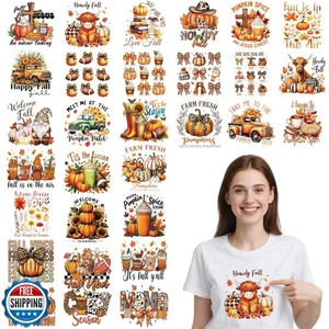 Fall Iron on Transfers for T-Shirts, 30 Pcs Fall DTF Transfers Ready to Press - Picture 1 of 5
