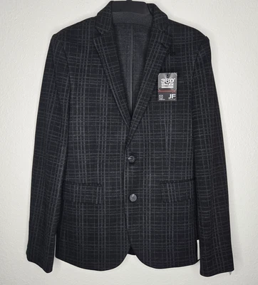 J Ferrar JF Men's Black Plaid Knit Blazer Size 34/36 Reg Slim Fit Stretch $160 - Image 1 of 4