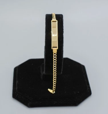 (MA4) 14K Two Tone Gold ID Bracelet 3.6 Grams 6 inch, 3.30 mm Link - Image 1 of 4