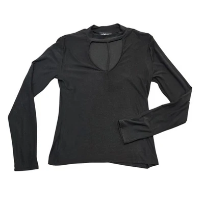 Top Derek Heart negro manga larga escote recortado para mujer talla L Foto 1 de 4