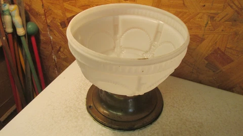 Antique Brass Ceiling Light Fixture & White Glass Shade Cover
