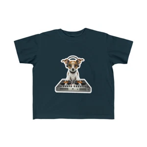 US Toddler - Dog music dj mixing table - Jersey Tee 2Y 6Y - Picture 1 of 25