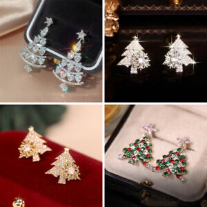 New Christmas Tree Star Crystal Earrings Stud Drop Women Luxury Jewellery Gifts