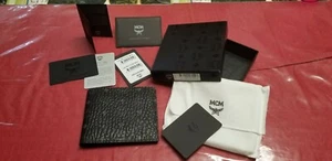 MCM Men's Visetos Monogram Flap Wallet BLACK - Picture 1 of 11
