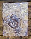 Hand Carved Made Wooden Buddha Head Wall Art Plaque Large Fair Trade