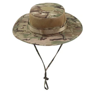 Tactical Adjustable Mesh Round Edge Hat Camo Bennie Hat Sunscreen Fisherman Hat - Picture 1 of 17