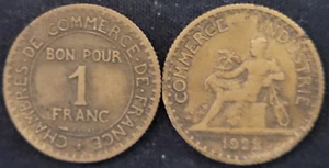 1922 FRANKREICH 1 FRANC Münzen - MERKUR DER GOTT DER FÜLLE - Lot 2 - Bild 1 von 5