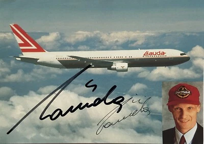 Niki Lauda signiert Formel 1 Weltmeister Karte Unterschrift Signatur Autogramm - Bild 1 von 3