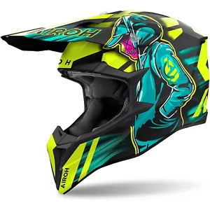 Motorcycle Helmet Cross Airoh WRAAAP Cyber Yellow XL Casque Off Road - Picture 1 of 2