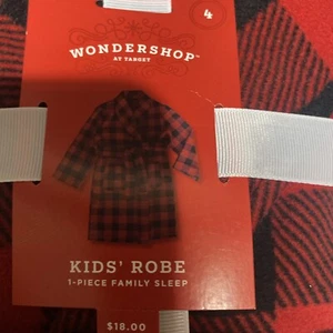 Kids' Size 4 Robe w/ Sash & Pockets Red & Black Buffalo Plaid Fleece Unisex NWT - Picture 1 of 4
