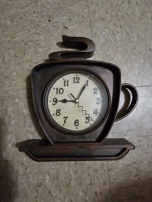 Coffee Cafe Latte Cappuccino 10" Wall Clock Battery Operated 3D Coffee Cup  - Image 1 of 4