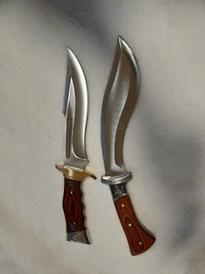 SET 2 knives - 1 Kukri Machete Knife and 1 Hunting Large Bowie Knife - Picture 1 of 4