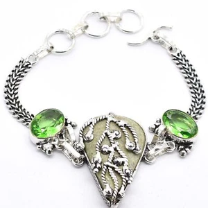 Jaspis Peridot Edelstein Handgemachte Armband Schmuck 21 G Br 485 - Bild 1 von 3