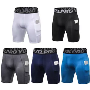 Pantaloncini da tasca a compressione uomo pantaloni palestra collant da corsa strato base asciugatura rapida - Foto 1 di 23