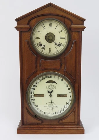 Antique H.B. Horton's Ithaca Calendar Clock Co. Double Dial Perpetual Clock Cover