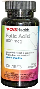 CVS Health FOLIC ACID Tablets (Heart Health) 800 mcg, 100ct - Picture 1 of 1