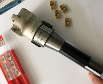 Vástago R8-FMB22 + BAP400R 50 mm fresadora frontal cortadora CNC + 4x carburo APMT1604 Foto 1 de 2