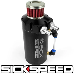 SICKSPEED BLACK OIL CATCH CAN VENTED BAFFLED ENGINE BREATHER FILTER P3 - Picture 1 of 1