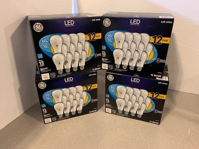 ✔️48 BULBS  GE LED Bulbs SOFT WHITE DIMMABLE A19 Light Bulb 10 Watt Replaces 60W - Image 1 of 4