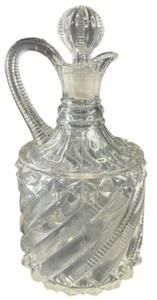 Antique 1885 Richards & Hartley Kokomo Swirl Band Clear Glass Whiskey Decanter - Picture 1 of 5