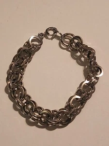 Vintage Sterling Silver Double Link Bracelet - Picture 1 of 5