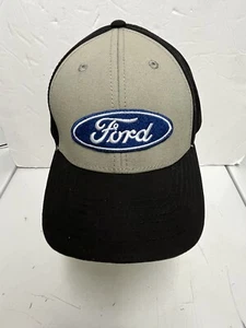 Ford Motor Company Blue Oval Logo Strapback Hat Gray And Black - Picture 1 of 3