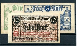 Bad Ems 1, 5, 10 Mark Scheine Notgeld .....................................z1461 - Bild 1 von 1